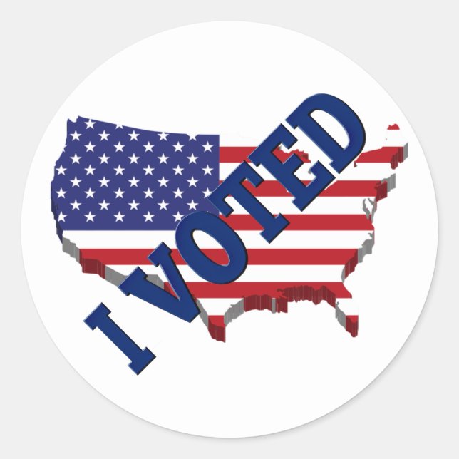 I Voted American Flag Map Red White Blue Election Classic Round Sticker (Front)