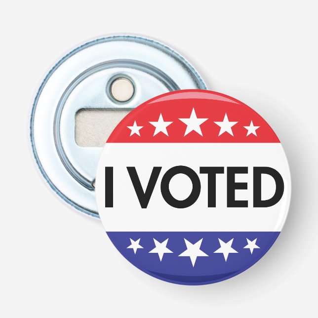 I Voted Button 2024 Election Bottle Opener (Front)