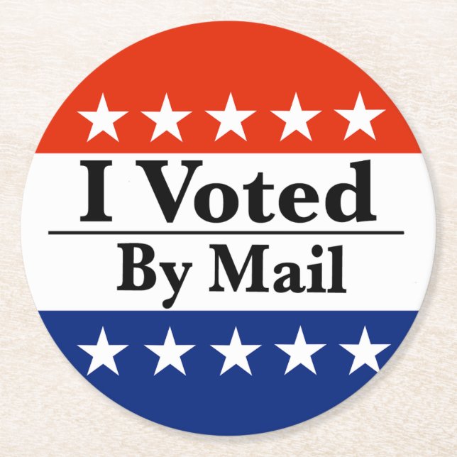 I Voted By Mail Round Paper Coaster (Front)