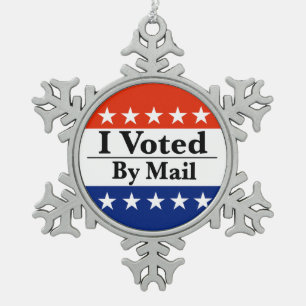 I Voted By Mail Snowflake Pewter Christmas Ornament
