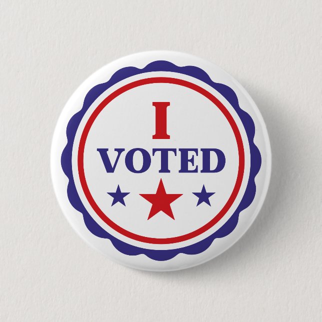 I Voted | Classic Red White and Blue Modern 6 Cm Round Badge (Front)