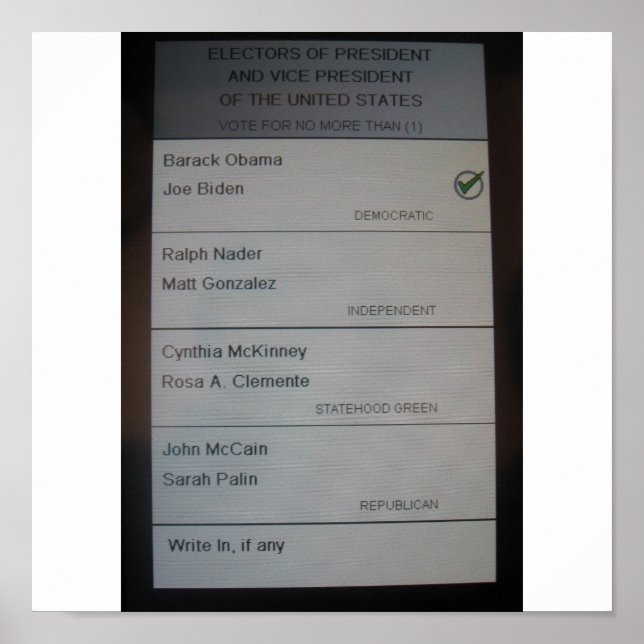 I VOTED FOR BARACK OBAMA POSTER (Front)