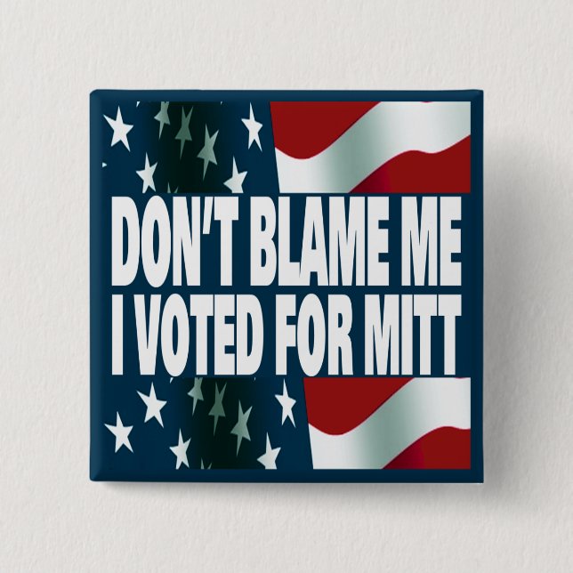 I Voted For Mitt 15 Cm Square Badge (Front)