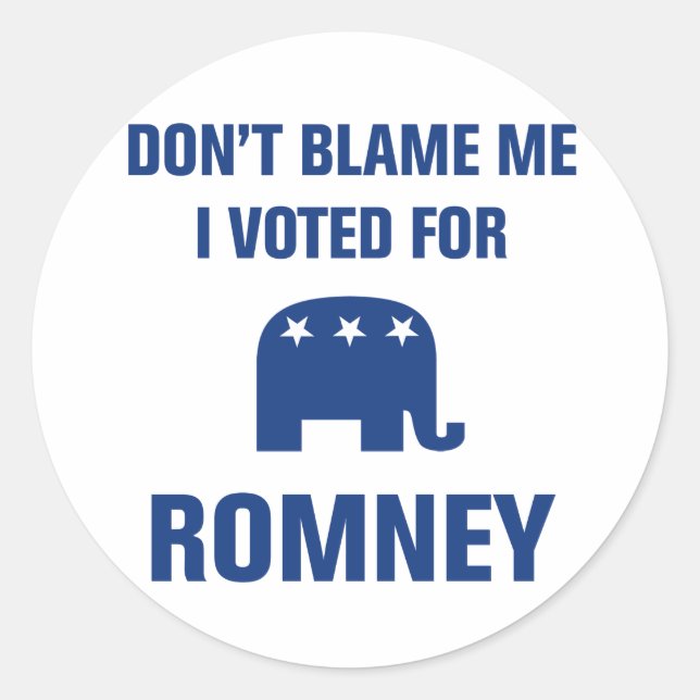I Voted For Romney Classic Round Sticker (Front)