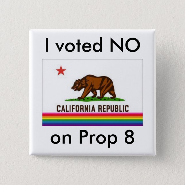 I voted No on 8 15 Cm Square Badge (Front)