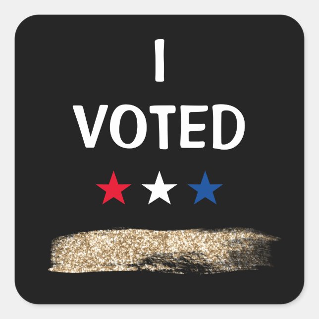 I Voted Sparkles Square Sticker (Front)