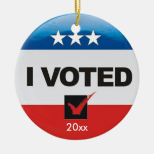 I Voted TWO-SIDED Keepsake Election Ceramic Tree Decoration