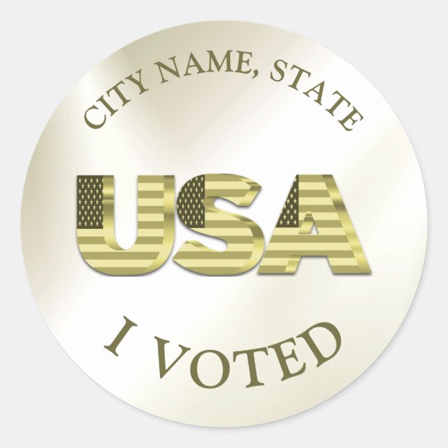 I Voted USA Golden Elegant Election Classic Round Sticker (Front)