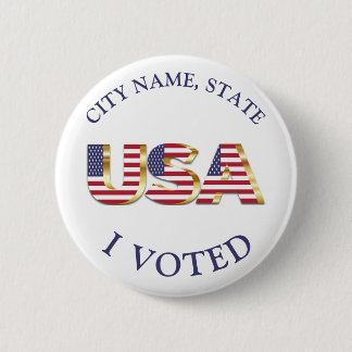 I Voted USA Golden Red Blue Election 6 Cm Round Badge