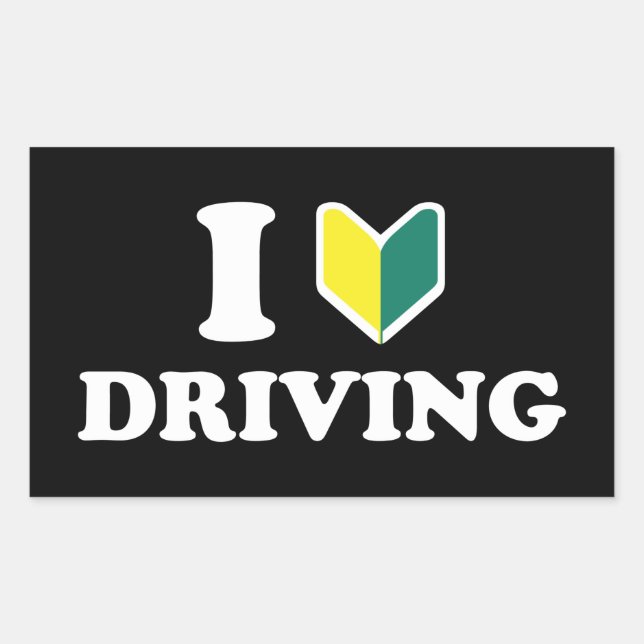 I Wakaba [Heart/Love] Driving Rectangular Sticker (Front)