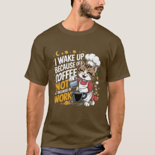 I wake up because of coffee not because of work  T-Shirt