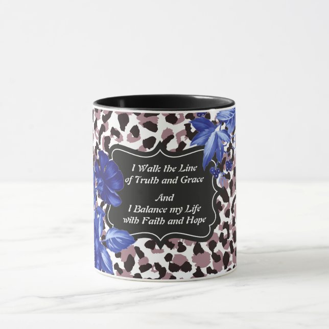 I Walk the Line Pink Floral Mug (Center)
