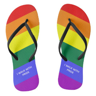 "I Walk With Pride" Rainbow Gay Pride Flag Jandals