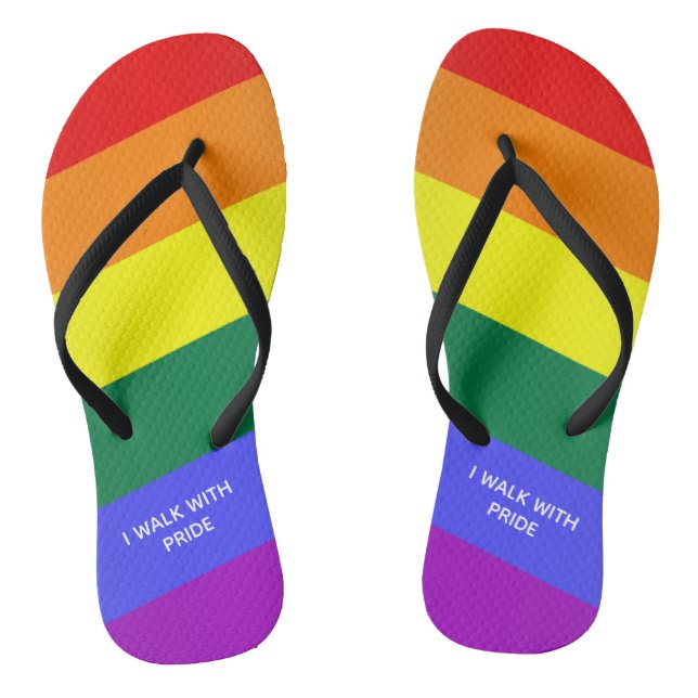 "I Walk With Pride" Rainbow Gay Pride Flag Jandals (Footbed)