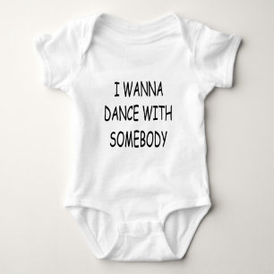 I WANNA DANCE WITH SOMEBODY black Baby Bodysuit