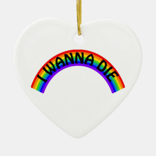 I Wanna Die - Rainbow Ceramic Tree Decoration