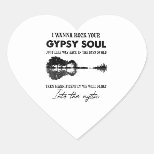 I Wanna Rock Your Gypsy Soul Hippie Guitar Heart Sticker