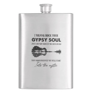 I Wanna Rock Your Gypsy Soul Hippie Guitar Hip Flask