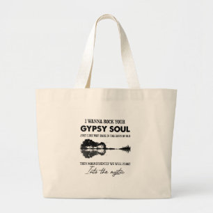 I Wanna Rock Your Gypsy Soul Hippie Guitar Large Tote Bag