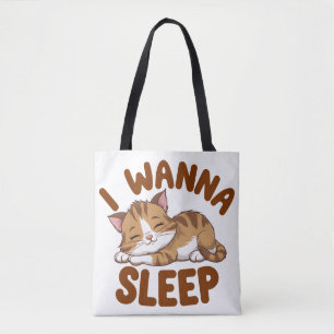 I Wanna Sleep Digital Art Design Tote Bag