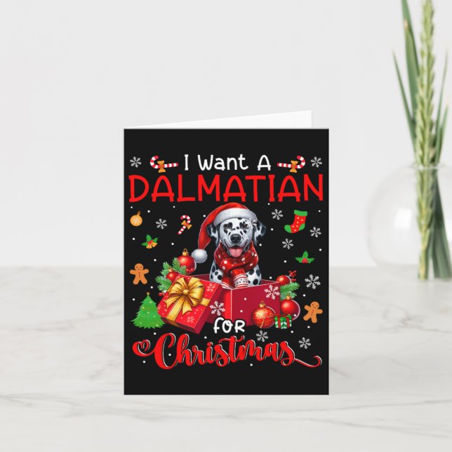 I Want A Dalmatian For Christmas Owner Santa Dog I Card (Front)