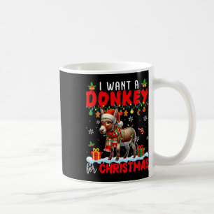 I Want A Donkey For Christmas Santa Donkey Farmer Coffee Mug