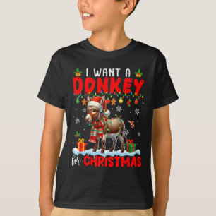 I Want A Donkey For Christmas Santa Donkey Farmer T-Shirt