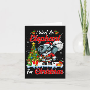 I Want A Elephant For Christmas Cute Santa Sungles Card