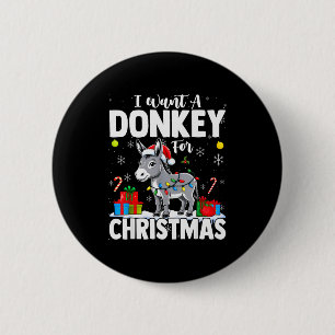 I Want A For Christmas Santa Hat Funny Xmas 6 Cm Round Badge
