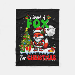 I Want A Fox For Christmas Santa Sungles Floral Fleece Blanket