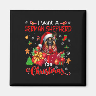 I Want A German Shepherd For Christmas Santa Dog I Magnet