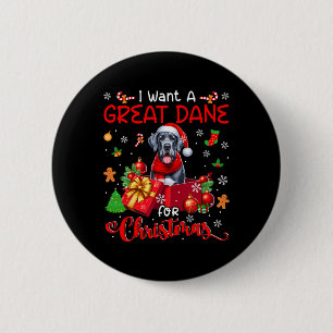 I Want A Great Dane For Christmas Owner Santa Dog  6 Cm Round Badge