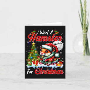 I Want A Hamster For Christmas Cute Santa Sungles Card