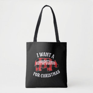 I Want A Hippopotamus For Christmas Cute Hippo Gif Tote Bag