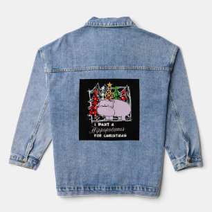 I Want A Hippopotamus For Christmas Funny Denim Jacket