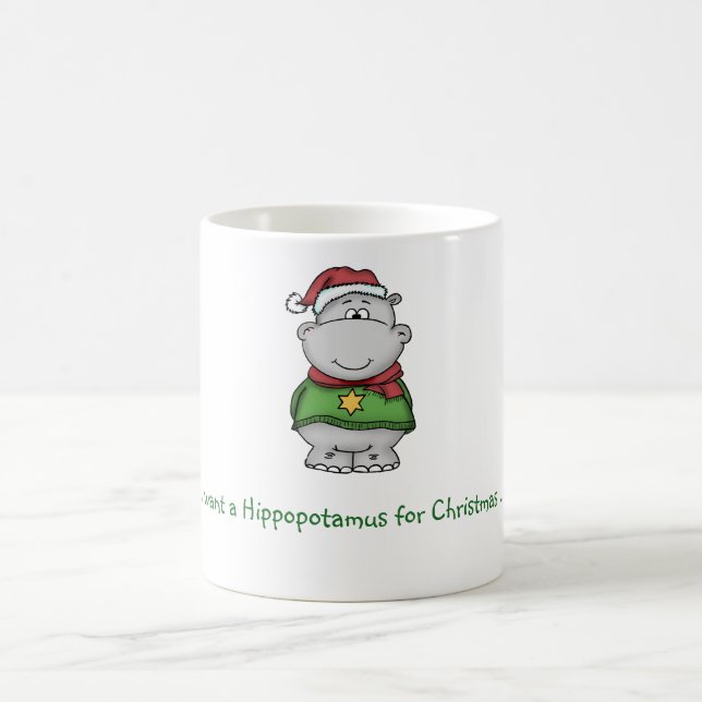 I want a Hippopotamus for Christmas - Hippo Design Coffee Mug (Center)