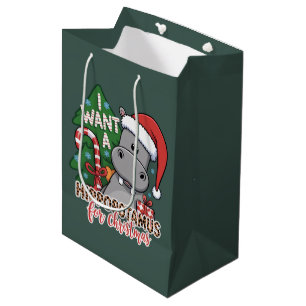 I Want a Hippopotamus for Christmas Hippo Family  Medium Gift Bag
