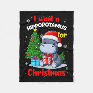 I Want A Hippopotamus For Christmas Hippo For Kids Fleece Blanket