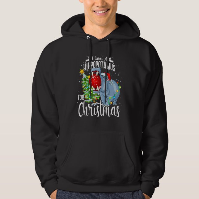 I Want A Hippopotamus For Christmas  Hippo Pajamas Hoodie (Front)