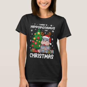 I Want A Hippopotamus For Christmas Kids Animal Lo T-Shirt