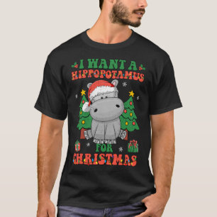 I Want A Hippopotamus For Christmas Lights Santa H T-Shirt