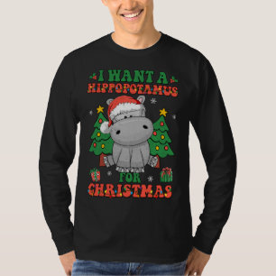 I Want A Hippopotamus For Christmas Lights Santa H T-Shirt