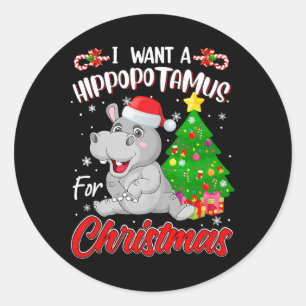 I Want A Hippopotamus For Christmas Pajama Xmas Ki Classic Round Sticker
