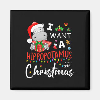 I Want A Hippopotamus For Christmas Pyjamas Santa  Magnet