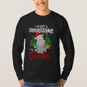 I Want A Hippopotamus For Christmas Santa Hat Fun T-Shirt