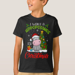 I Want A Hippopotamus For Christmas Santa Hippo Pa T-Shirt