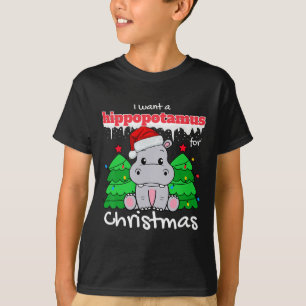 I Want A Hippopotamus For Christmas Santa Presents T-Shirt