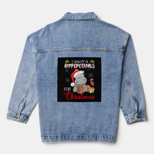 I Want A Hippopotamus For Christmas Xmas Hippo Denim Jacket