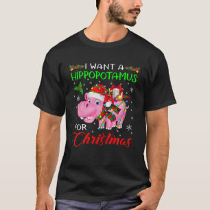 I Want A Hippopotamus For Christmas Xmas Lights Sa T-Shirt