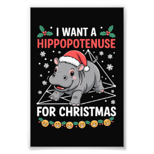I Want A Hippopotenuse For Christmas Math Teacher Photo Print